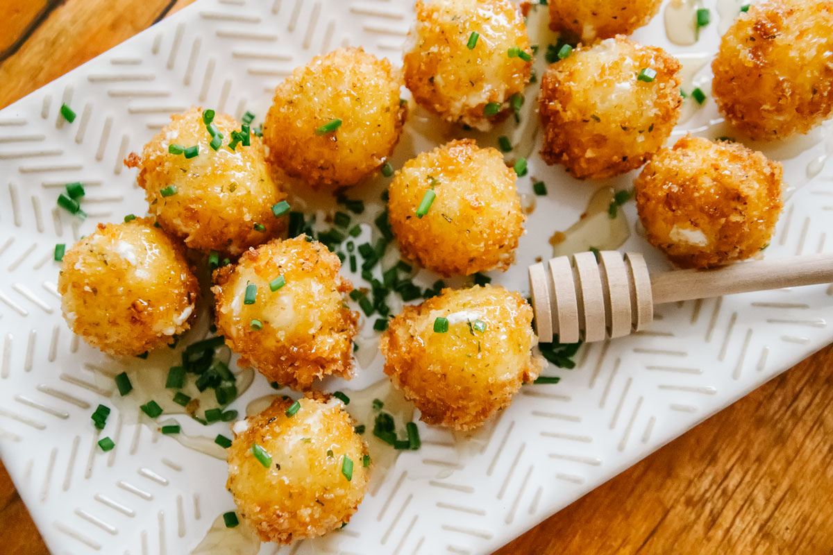 Goat Cheese Poppers with Honey Beeyond the Hive
